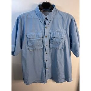 Rugged Earth Outfitters Mens Short Sleeve Fishing Shirt Light Blue Size XXL Flaw